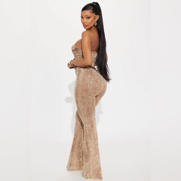 Denim pants set camel color - Picture 2 of 2